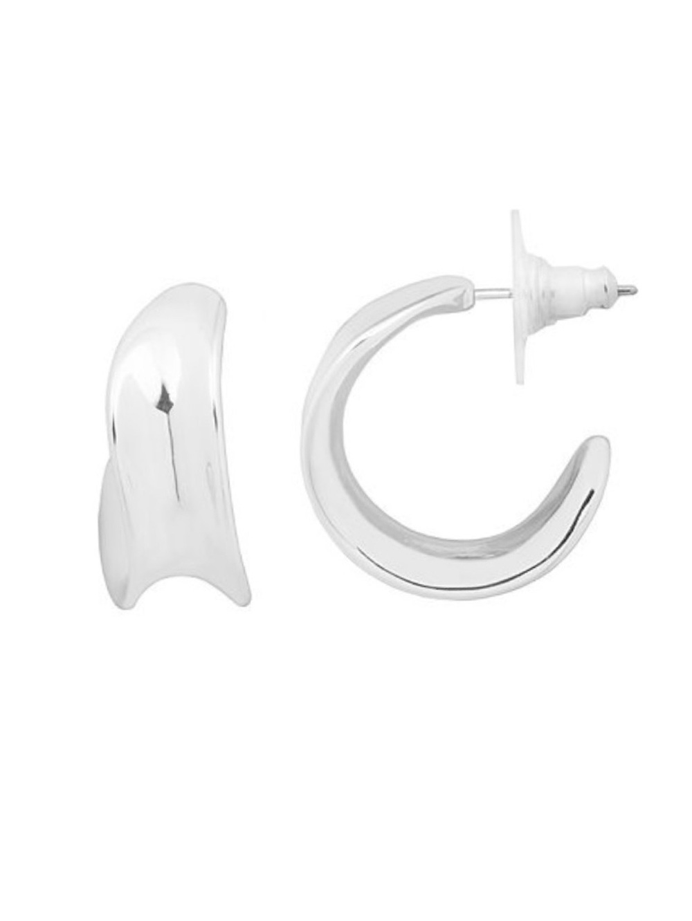 LC Lauren Conrad Silver Tone Modern Bold Hoop Earrings (NWT)